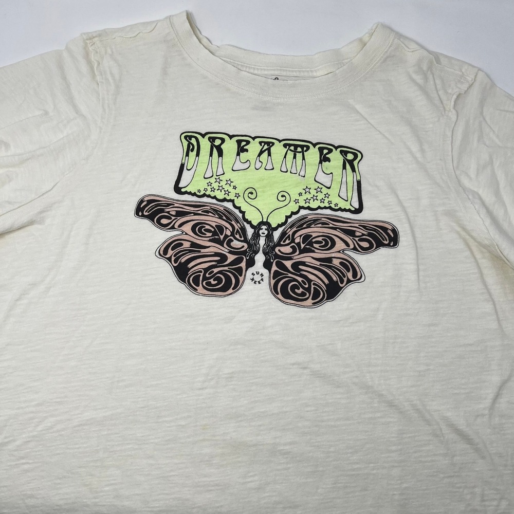 Anthropologie Sun Keep Catie St Jacques Dreamer Butterfly Graphic Tee 1X Ivory